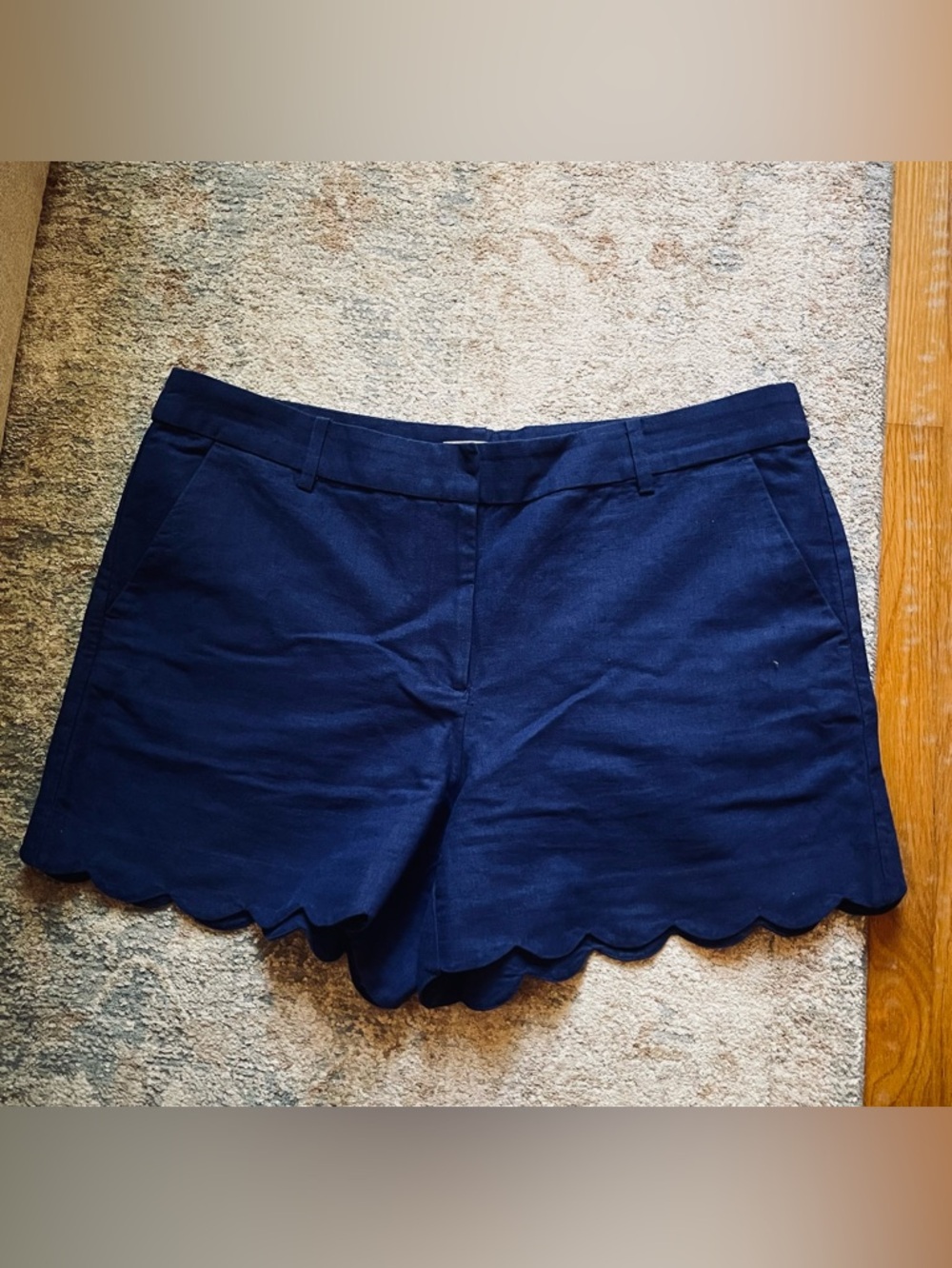 Navy Scallop Hem Women’s Shorts by LOFT